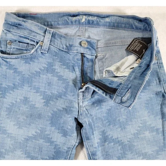 7 For ALL Mankind The Skinny Jeans Size 27 Ancient Pyramid Laser Aztec Print - Picture 4 of 16